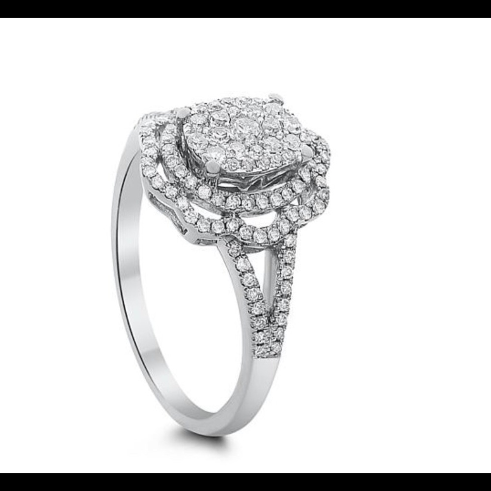 14K White Gold .50Carat diamond floral Ring